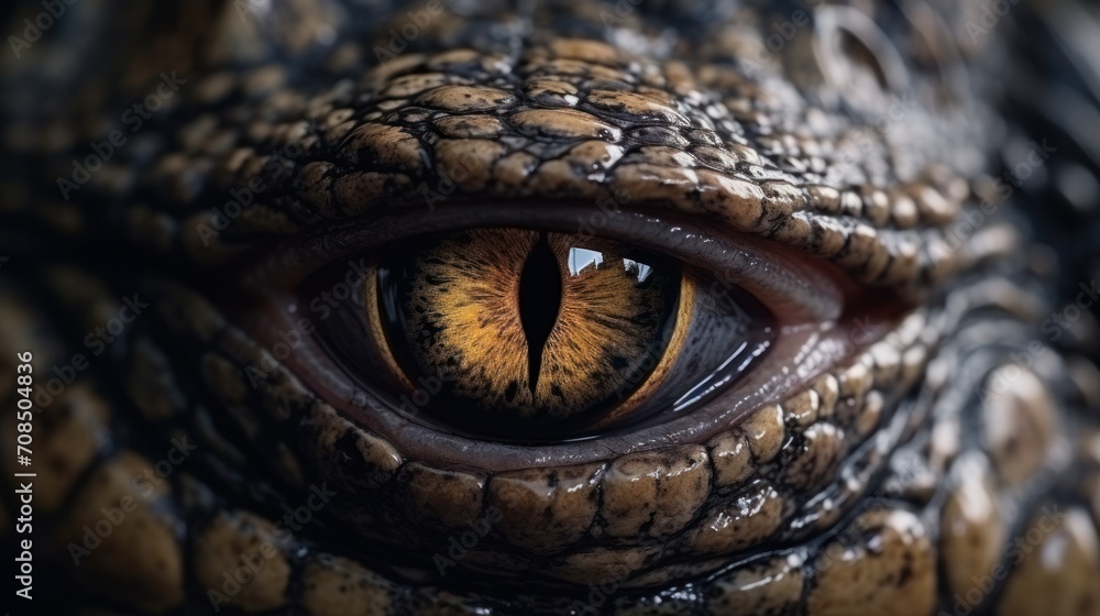 Detailed Close-Up of Alligator Eye Generated by AI Detailed Close-Up of Alligator Eye Generated by AI