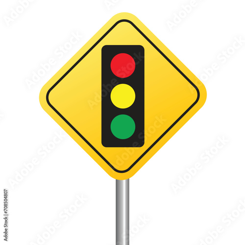 Traffic control light with red, yellow and green color flat isolated on white background. 