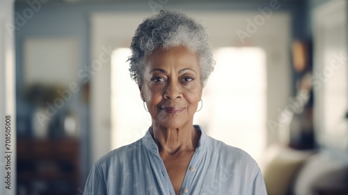 Elderly African American Woman Relaxing at Home