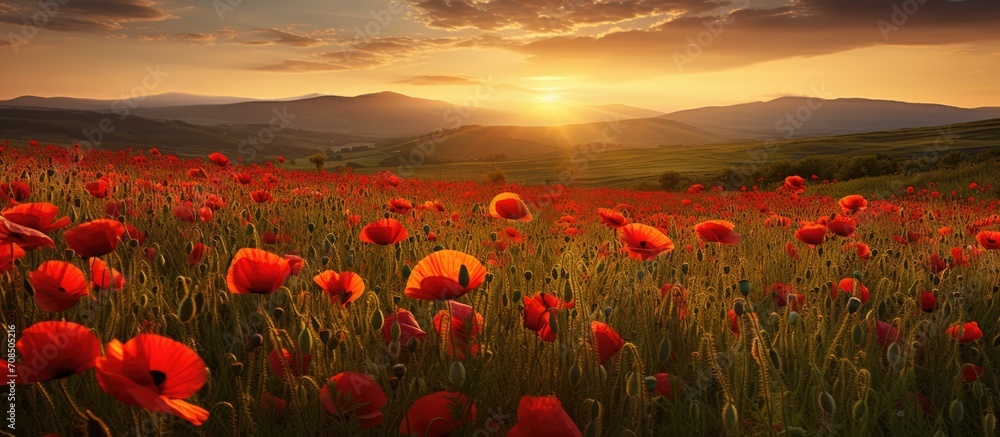 Gorgeous field of red poppies.