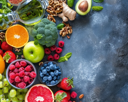 Promoting a Healthier Lifestyle - Balance in Nutrition, Exercise, and Sleep, Diversity in Nutrition, Hydration, and Activities, Healthy Eating with Fresh Fruits background