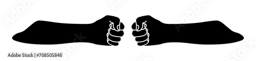 Fist bumping banner hand drawn black silhouette