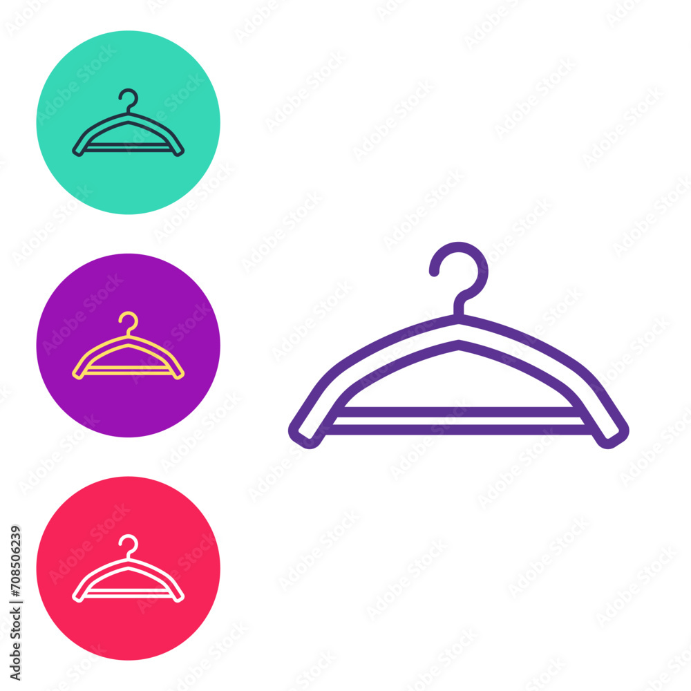 Set line Hanger wardrobe icon isolated on white background. Cloakroom icon. Clothes service symbol. Laundry hanger sign. Set icons colorful. Vector Set line Hanger wardrobe icon isolated on white background. Cloakroom icon. Clothes service symbol. Laundry hanger sign. Set icons colorful. Vector