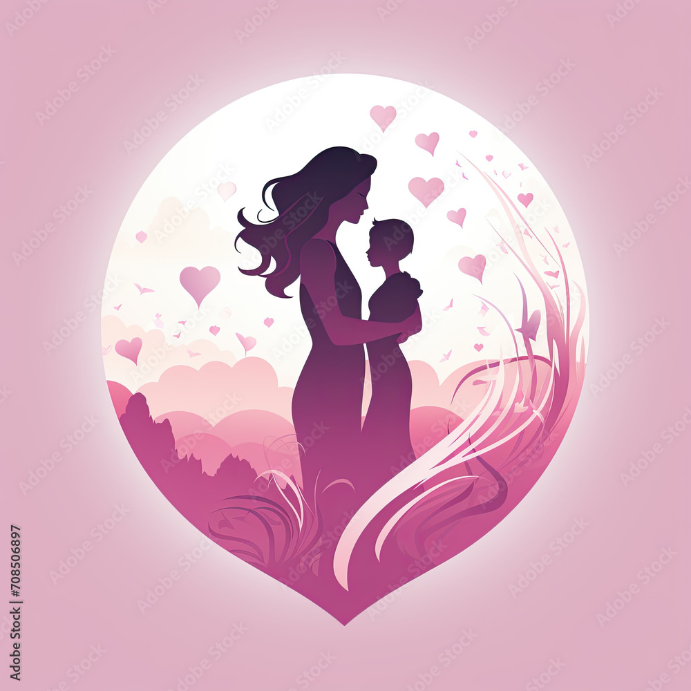 Fototapeta premium mothers day special, mother and child bonding of love , logo 