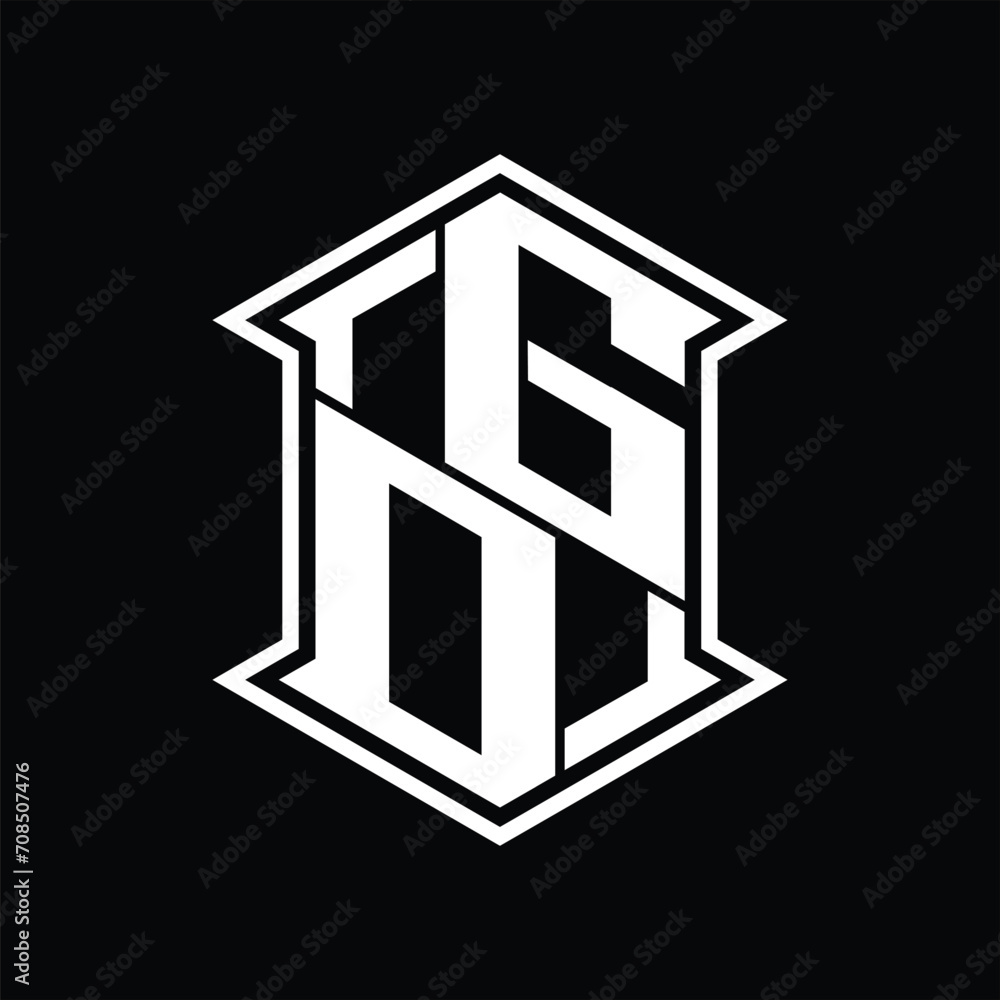 GO Logo monogram hexagon shield shape up and down with sharp corner isolated style design GO Logo monogram hexagon shield shape up and down with sharp corner isolated style design