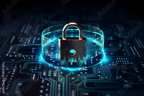 Digital padlock security guarding computing systems concept