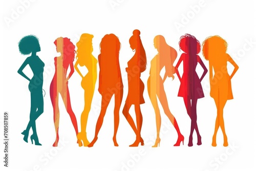 Silhouettes of women, on a white background. Women's Day.
