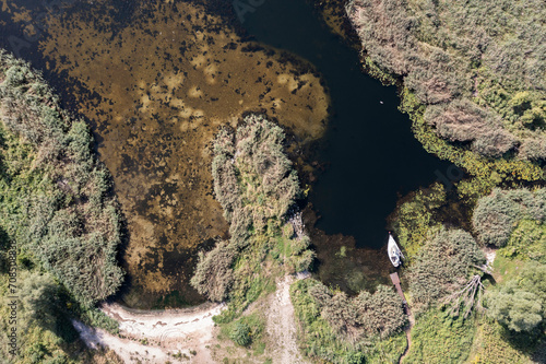 Beautiful landscape from a drone on Lake Dabie in summer near Szczecin.