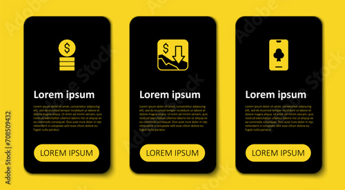 Set Online poker table game, Financial growth decrease and Casino chip with dollar. Business infographic template. Vector