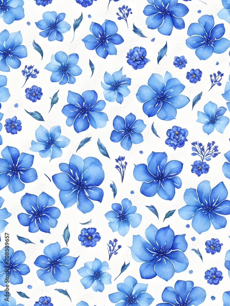 Blue Flowers Seamless Floral Pattern