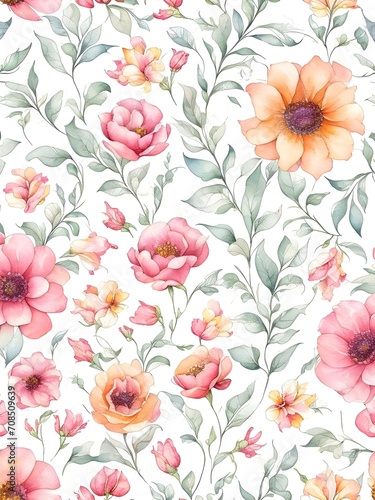 Seamless Floral Pattern Pastel Color Flowers 