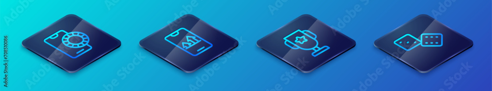 Set Isometric line Casino poker trophy cup, Online sports betting, Game dice and icon. Vector Set Isometric line Casino poker trophy cup, Online sports betting, Game dice and icon. Vector