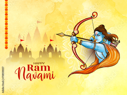 Cultural Happy Ram navami Hindu festival card design photo