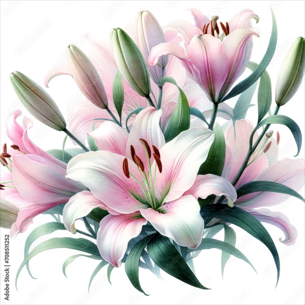 The image is an illustration of Lily , watercolor style.	
