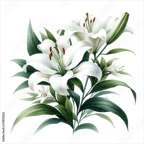 The image is an illustration of Lily , watercolor style. 