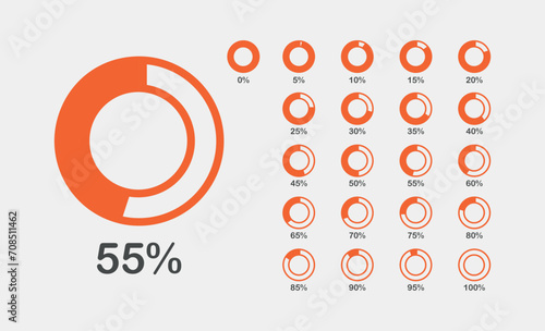 Vector pie chart icon design set.