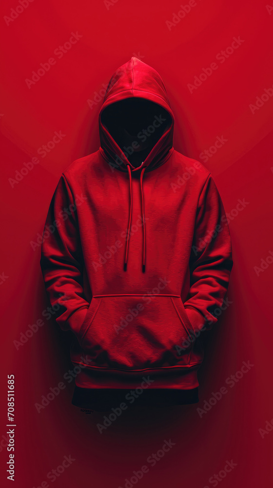 red hoodies in red background