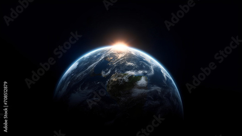 Planet earth in solar system, isolated with black background