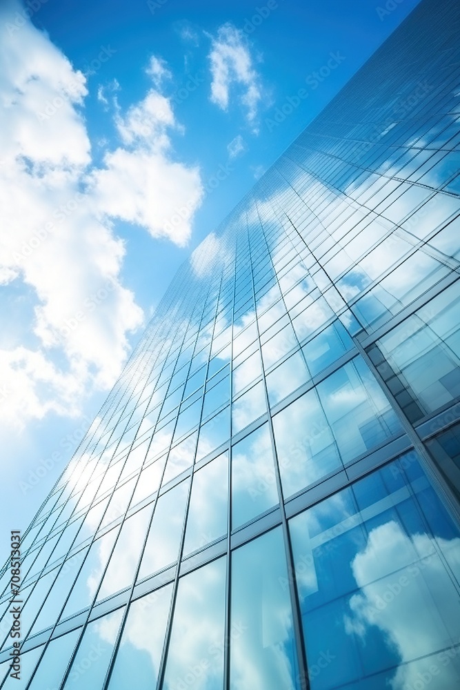 Impressive Skyscraper with Glass Facade Reflecting the Sky