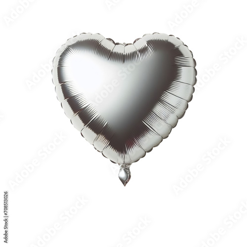 silver color heart shaped balloon isolated transparent PNG