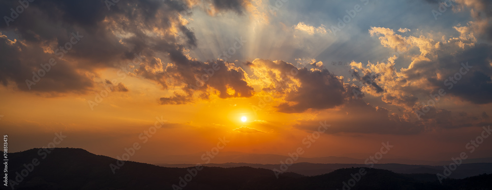 Panoramic beautiful sunset sky with clouds Panoramic beautiful sunset sky with clouds