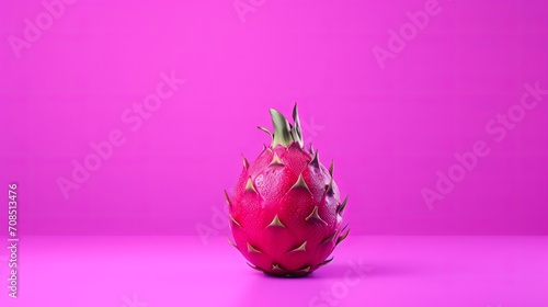 Minimalistic Dragon Fruit on Solid Pink Background photo