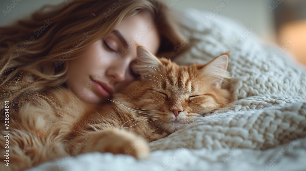 Katzenliebe: Eine Frau und ihre Katze genießen ihre Zeit zusammen