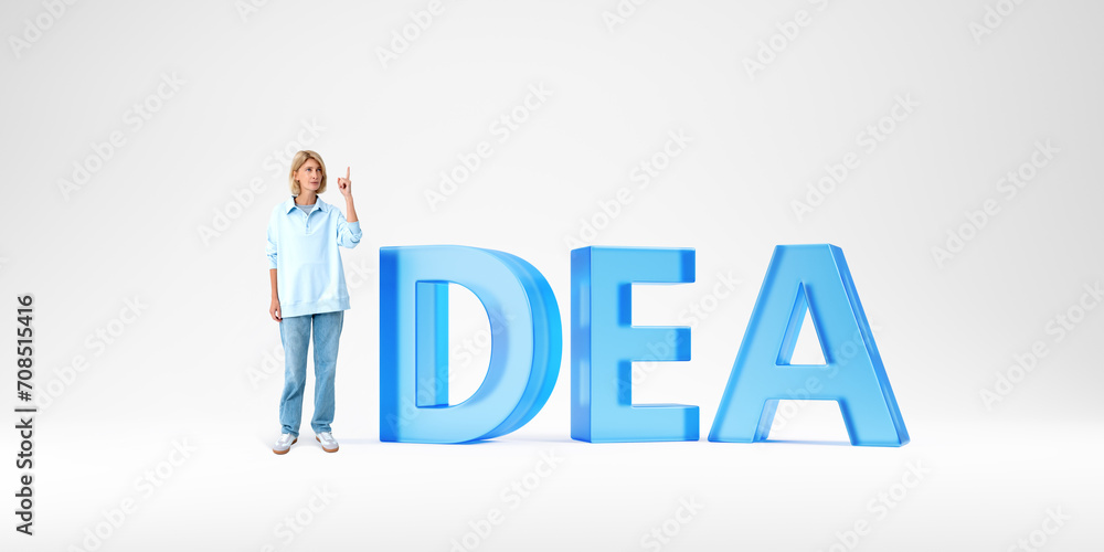 Young woman and her bright idea Young woman and her bright idea