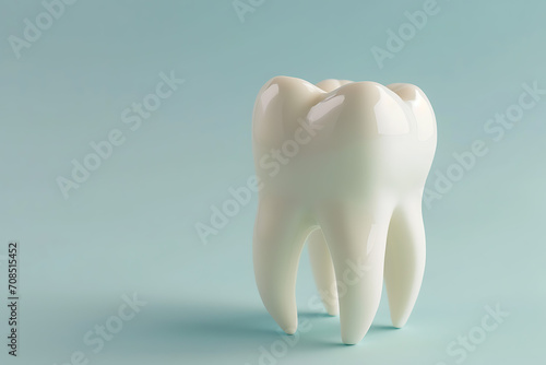 white ceramic tooth isolated on a light blue background