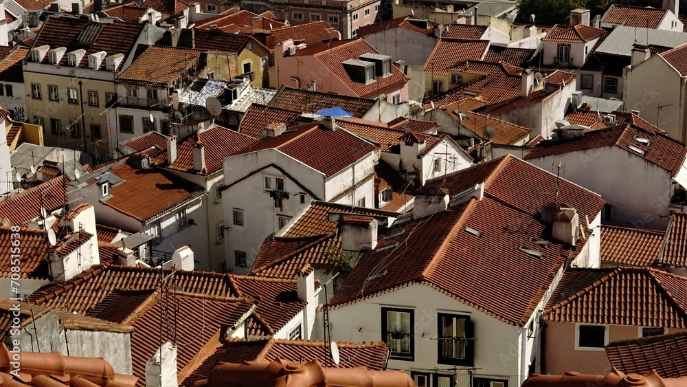 red tile roofs of urban buildings