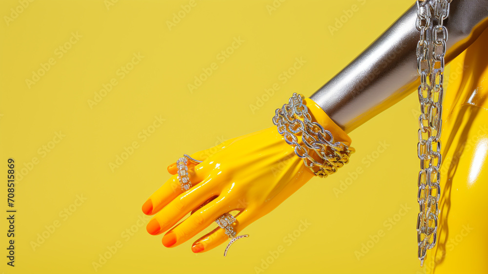 Innovation and beautiful hand colors on a yellow background creativity, abstract Innovation and beautiful hand colors on a yellow background creativity, abstract