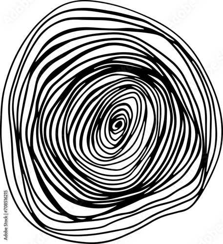 Scribble circle doodle shape illustration on transparent background. 