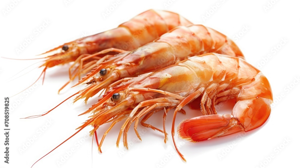 set of boiled prawns. Isolated on a white background set of boiled prawns. Isolated on a white background