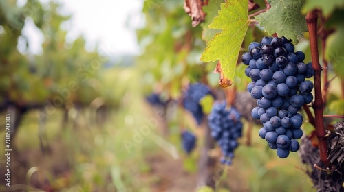 Ripe grapes growing in vineyard