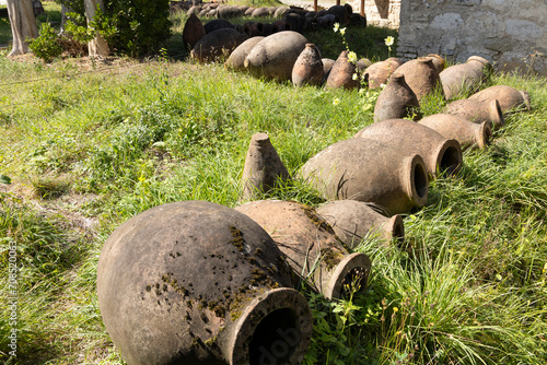 Traditional amphora for wine container from clay.