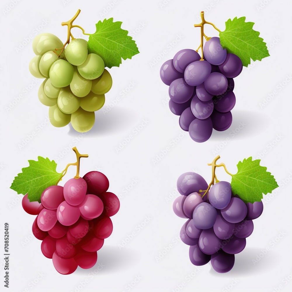 Four bunches of grapes of different colors Four bunches of grapes of different colors