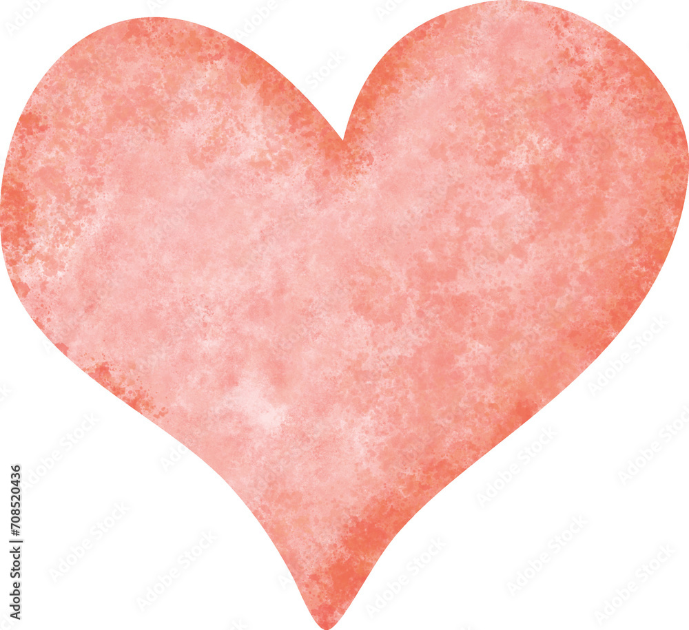Hand-painted watercolor pink heart in Valentine collection