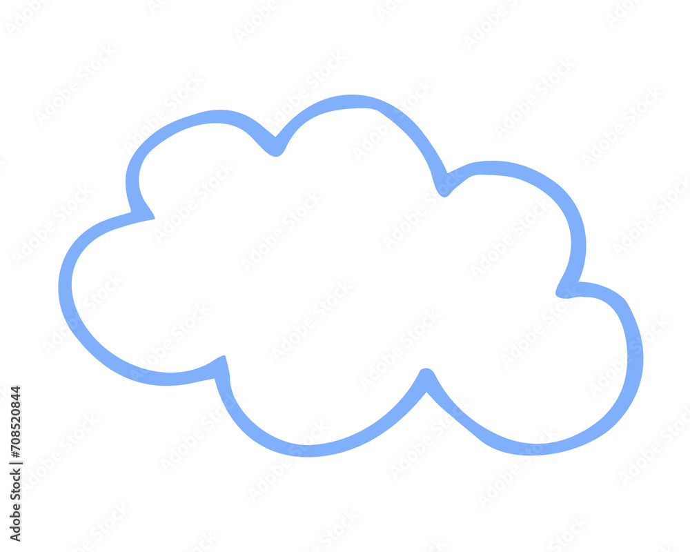 Cloud hand painted with brush. Doodle cloud icon isolated on white background Cloud hand painted with brush. Doodle cloud icon isolated on white background