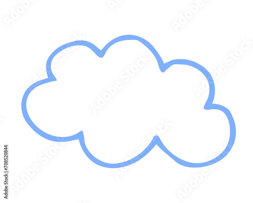 Cloud hand painted with brush. Doodle cloud icon isolated on white background
