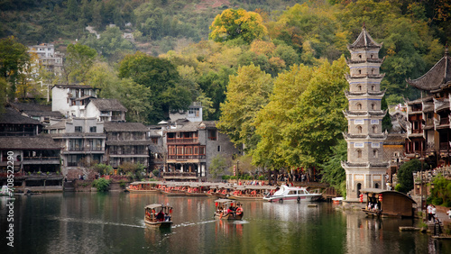 Fenghuang Ancient Town. Located in Fenghuang County. Southwest of HuNan Province, China. Fenghuang is a popular tourist destination of Asia.