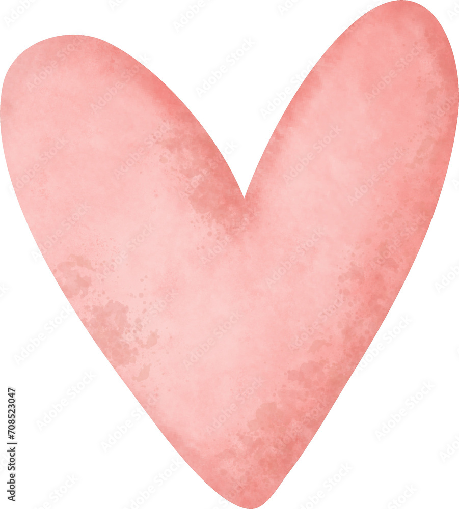 Hand-painted watercolor pink heart in Valentine collection