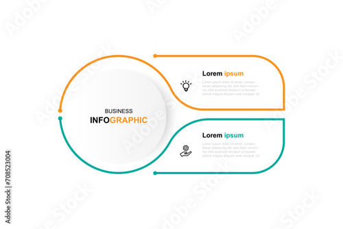 Modern design template infographic vector element with 2 step process or option 