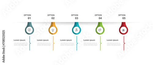 Design template infographic vector element with 5 step process or options suitable for web presentation and business information 