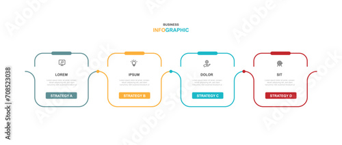 Design template infographic vector element with 4 step process or options suitable for web presentation and business information 