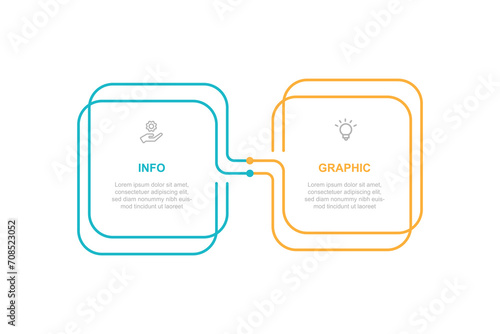 2 step infographic vector with line connected style 