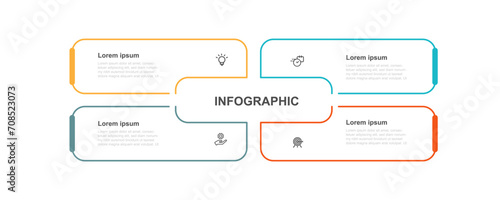 Template line vector infographic element with 4 step process or options suitable for web presentation and business information 