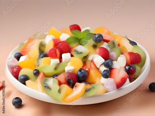 Fruit salad with fruits. AI generated art