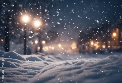 Beautiful ultrawide background image of light snowfall falling over of snowdrifts