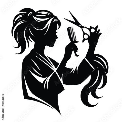 Hair Stylist at Work Silhouette