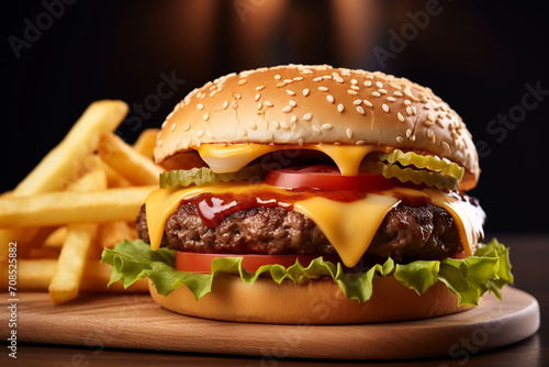 Double cheeseburger with fries